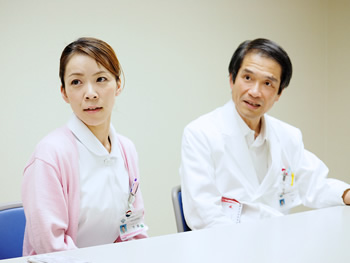 内科医長・辻 和雄 医師、下條 恵 看護師